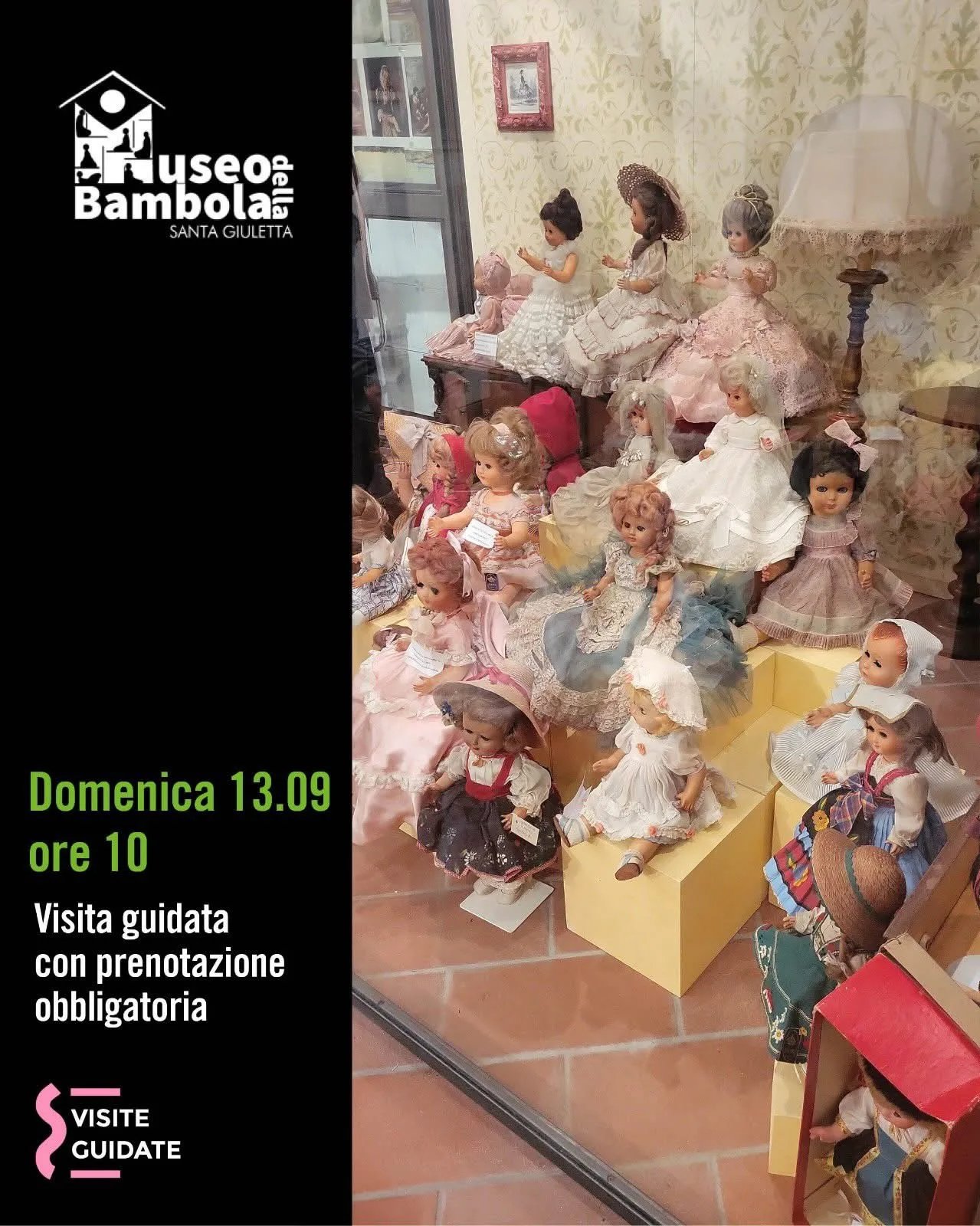 Locandina Visita guidata Museo della Bambola Santa Giulietta 2026 a Santa Giulietta