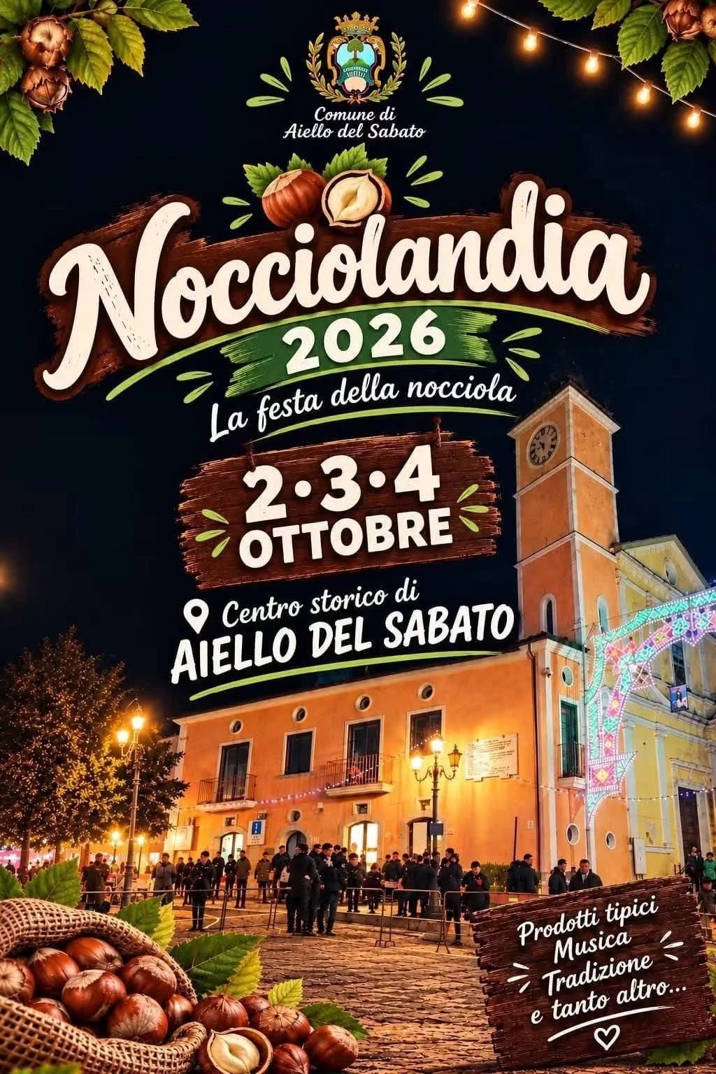Locandina Nocciolandia 2026 - La festa della nocciola a Aiello del Sabato (Avellino)