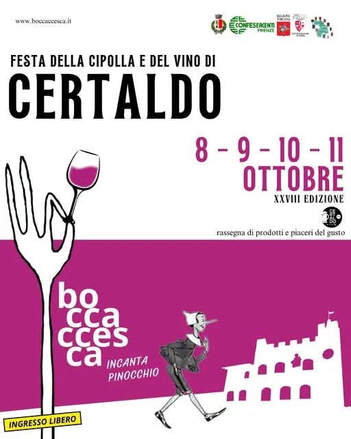 Locandina 28ª Festa della Cipolla e del Vino di Certaldo 2026 a Certaldo (Firenze)