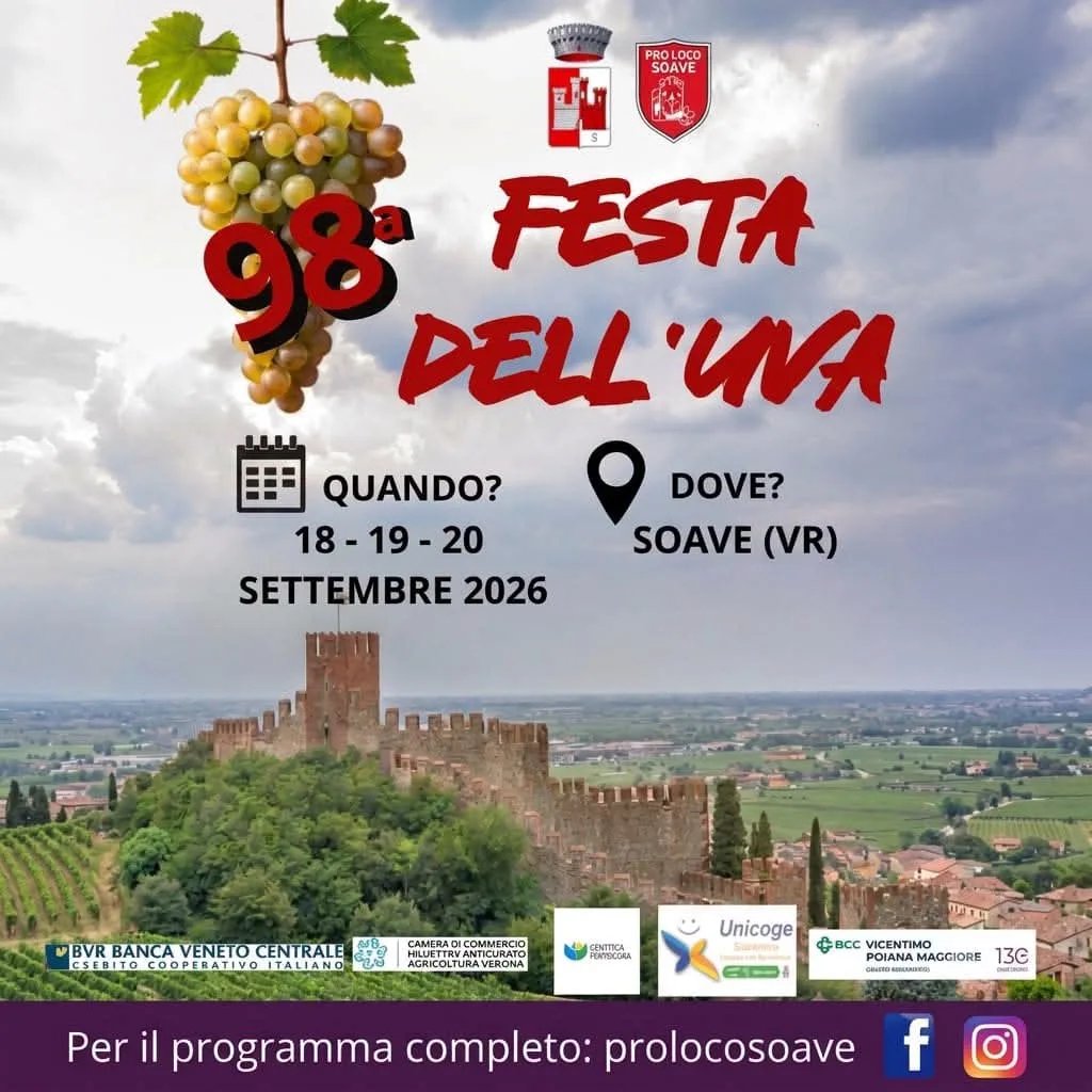Locandina 98ª Festa dell'Uva 2026 a Soave (Verona)