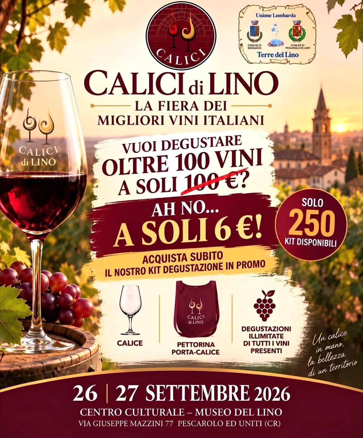 Locandina Calici di Lino 2026 a Pescarolo ed Uniti (Cremona)