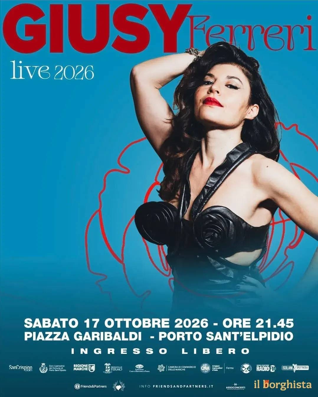 Locandina Giusy Ferreri live 2026 a Porto Sant'Elpidio (Fermo)
