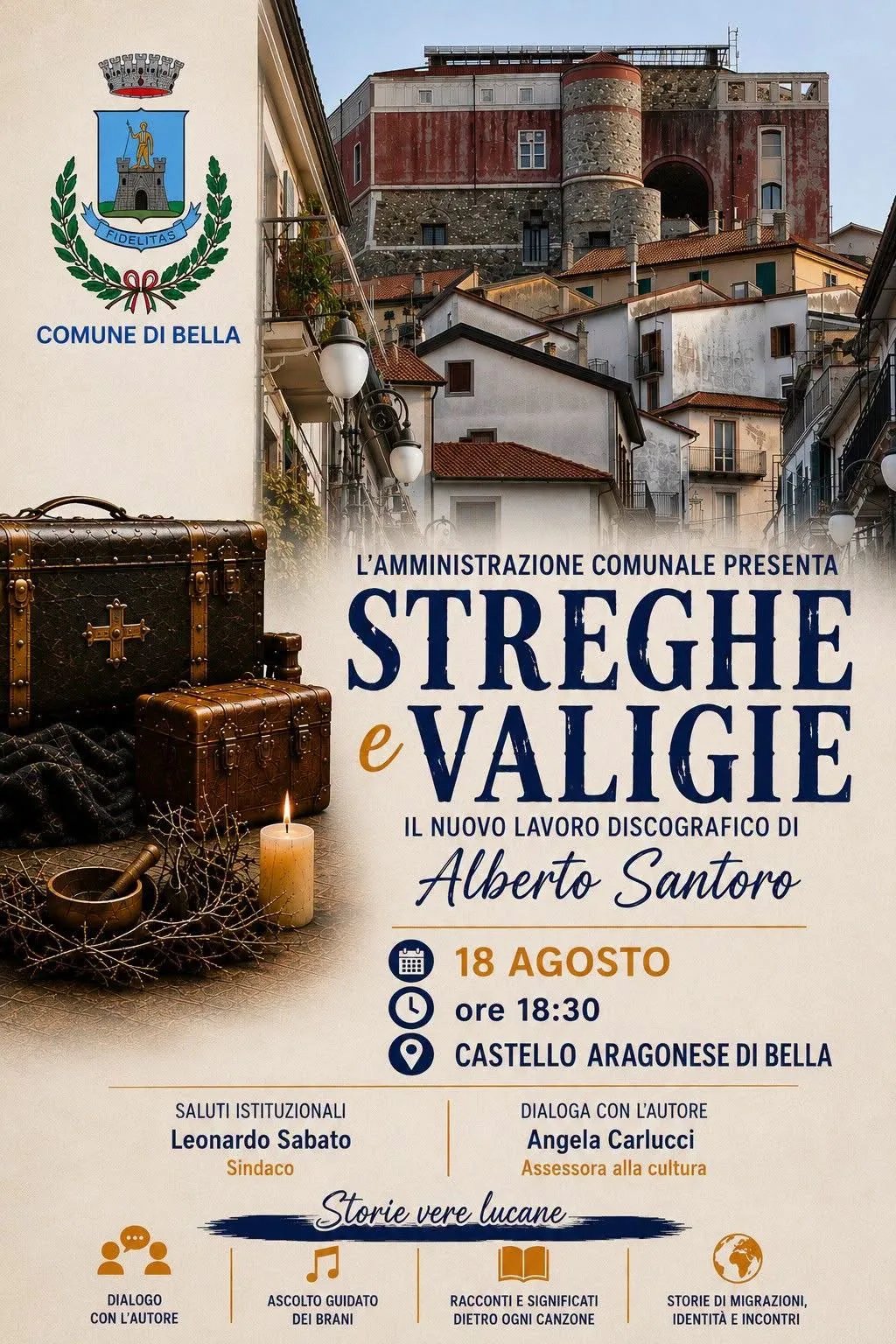 Locandina Streghe e Valigie 2026 Alberto Santoro a Bella (Potenza)