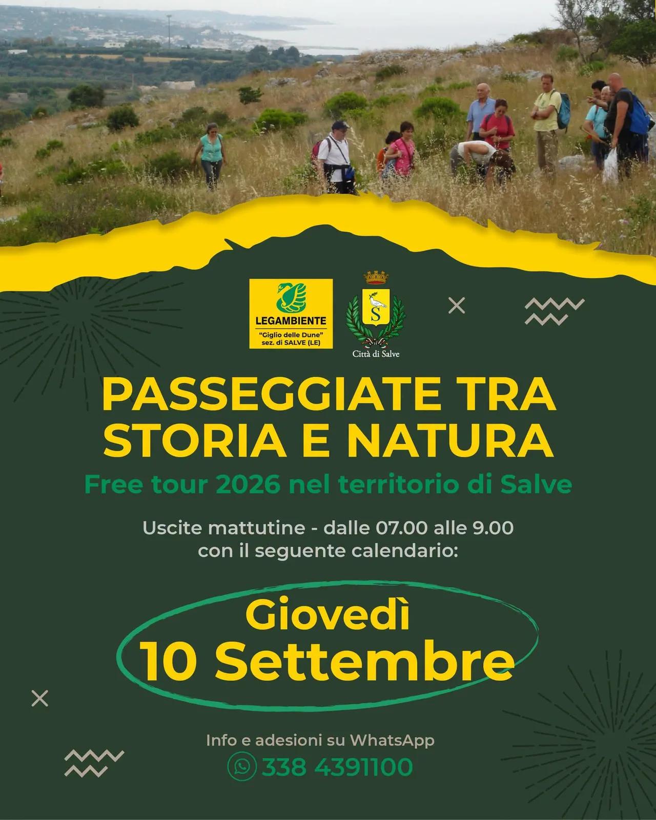 Locandina Passeggiate tra Storia e Natura 2026 a Salve (Lecce)
