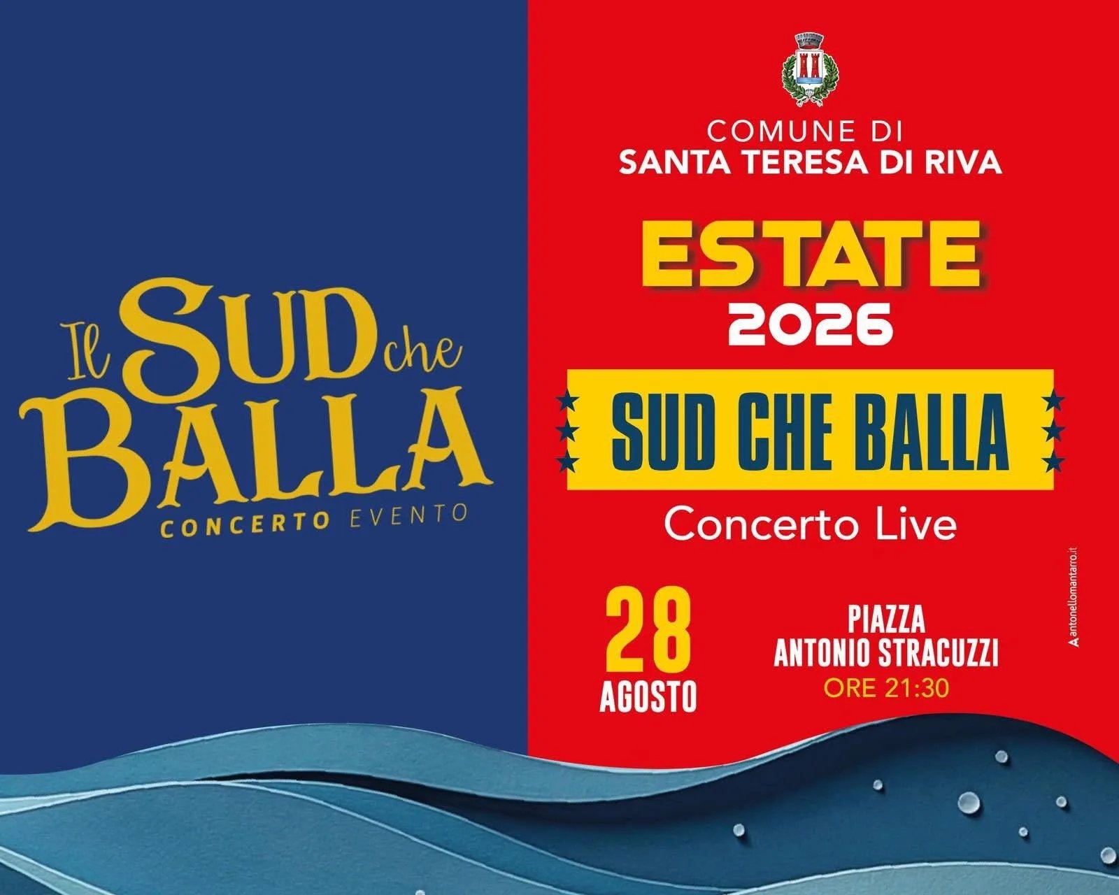 Locandina Sud che Balla 2026 Concerto Live a Santa Teresa di Riva (Messina)