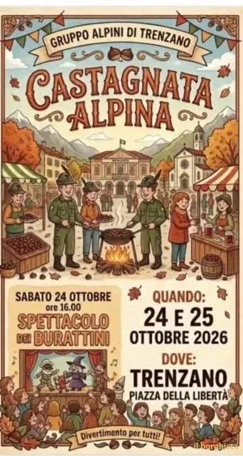 Locandina Castagnata Alpina 2026 a Trenzano (Brescia)
