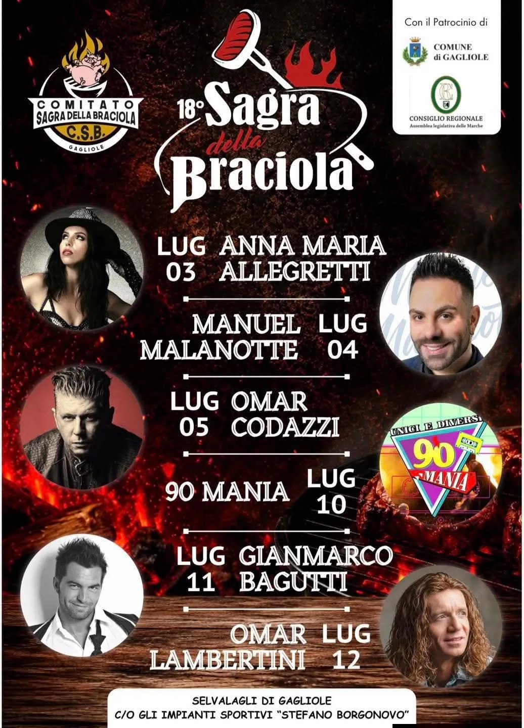 Locandina 18ª Sagra della Braciola 2026 a Gagliole (Macerata)