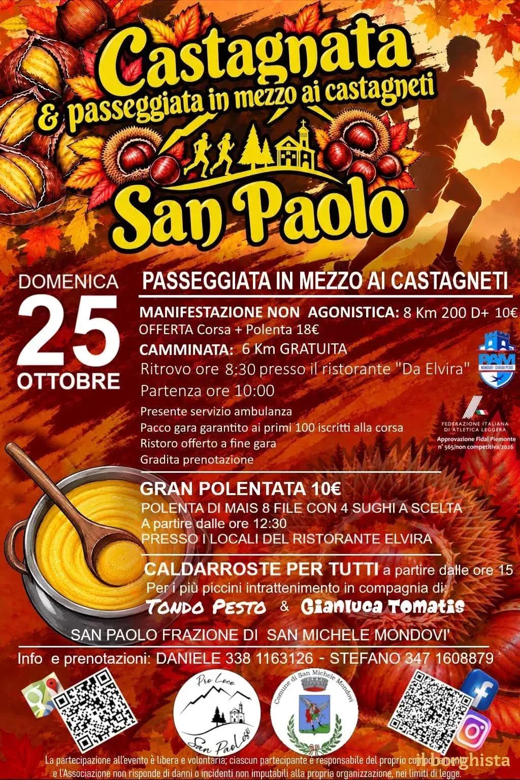 Locandina Castagnata & passeggiata in mezzo ai castagneti 2026 a San Michele Mondovì (Cuneo)