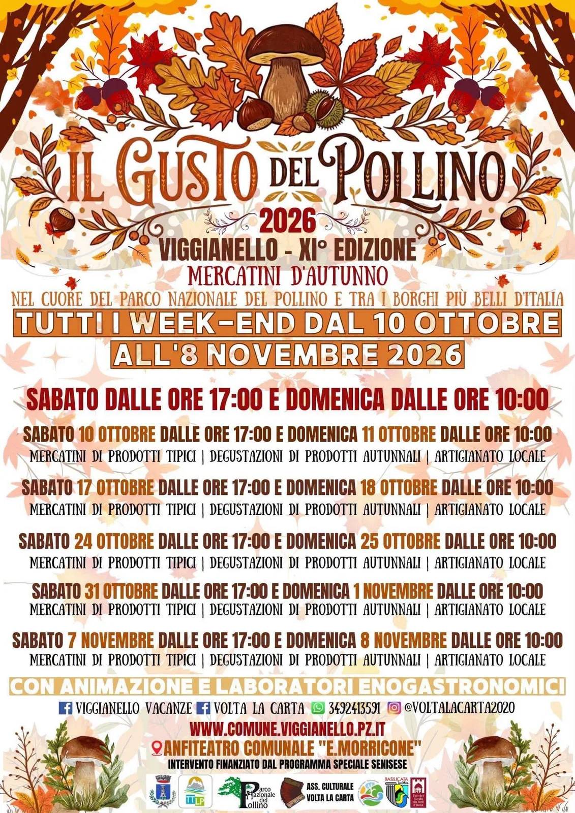 Locandina calendario eventi autunno 2026 a Viggianello (Potenza)