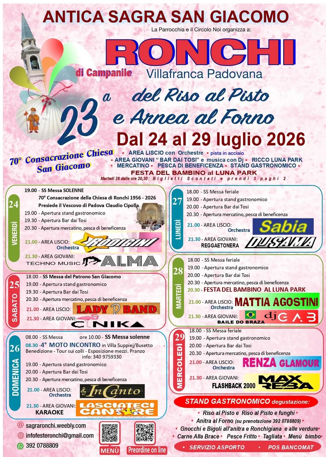 Locandina 23ª Antica Sagra San Giacomo 2026 Ronchi a Villafranca Padovana (Padova)