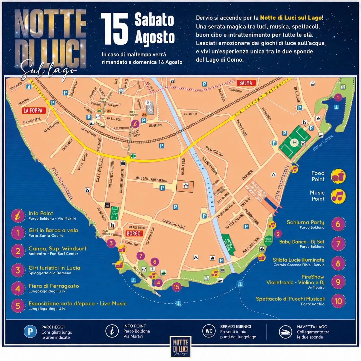 Locandina Notte di Luci — Baby Dance e DJ Set 2026 a Dervio (Lecco)