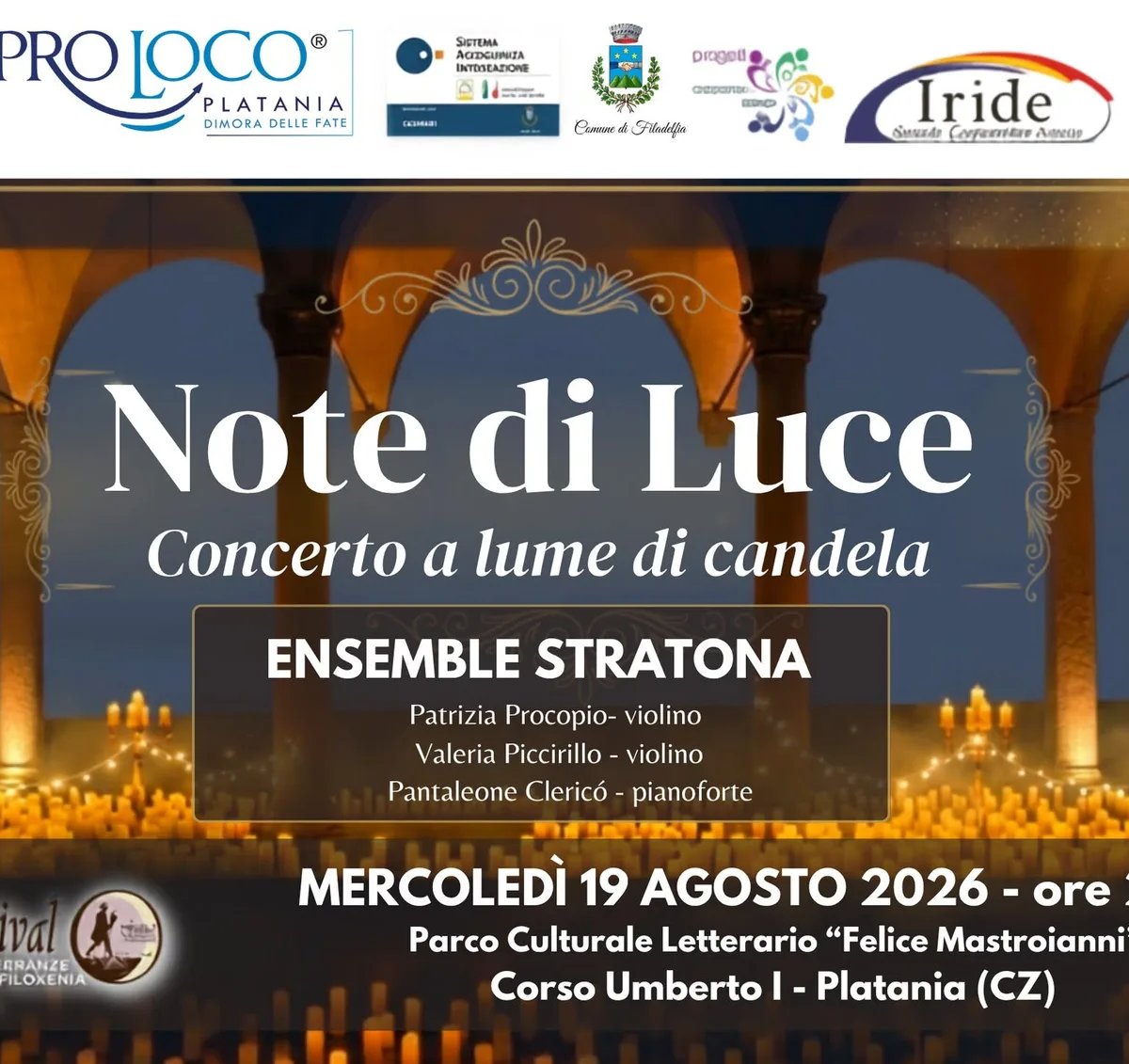 Locandina Note di Luce - Concerto a lume di candela 2026 a Platania (Catanzaro)