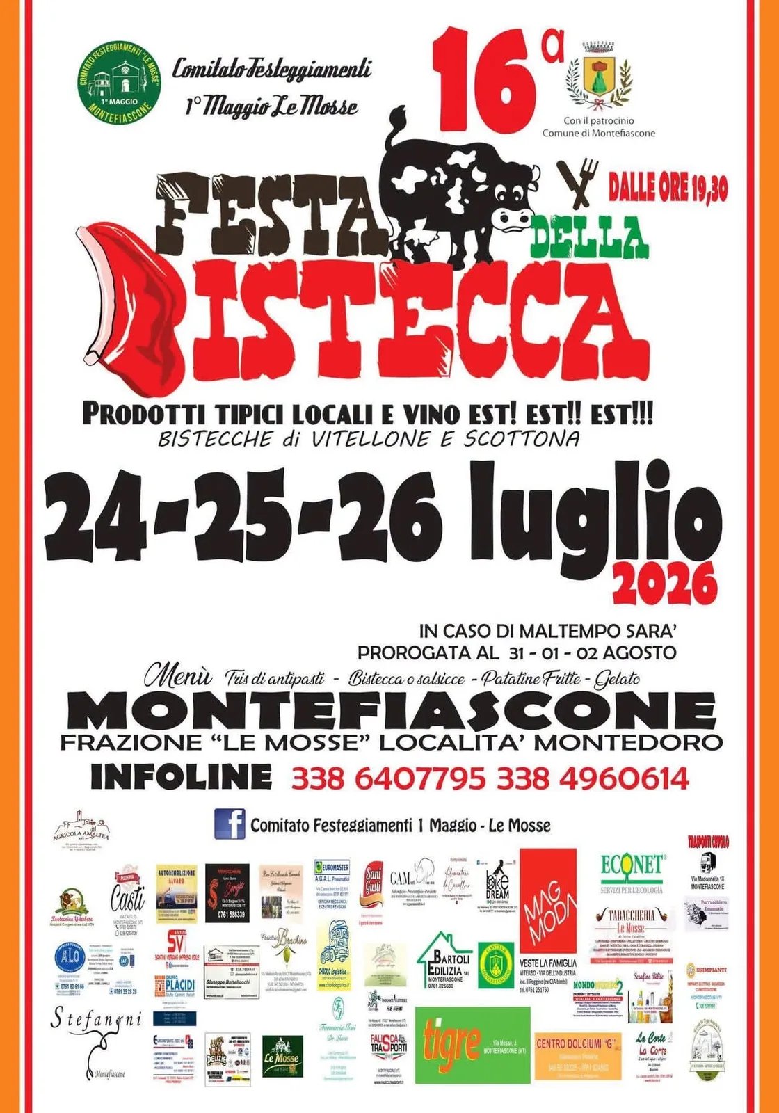 Locandina 16ª Festa della Bistecca 2026 a Montefiascone (Viterbo)