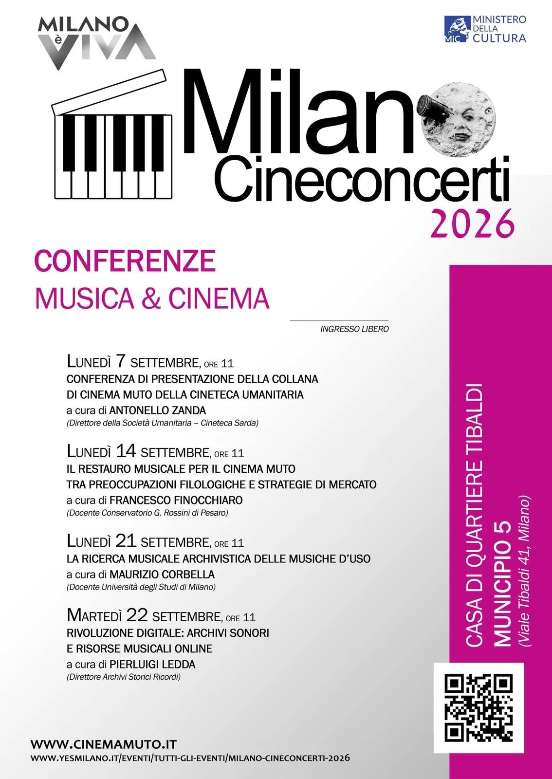 Locandina Cineconcerti 2026 a Milano (Milano)