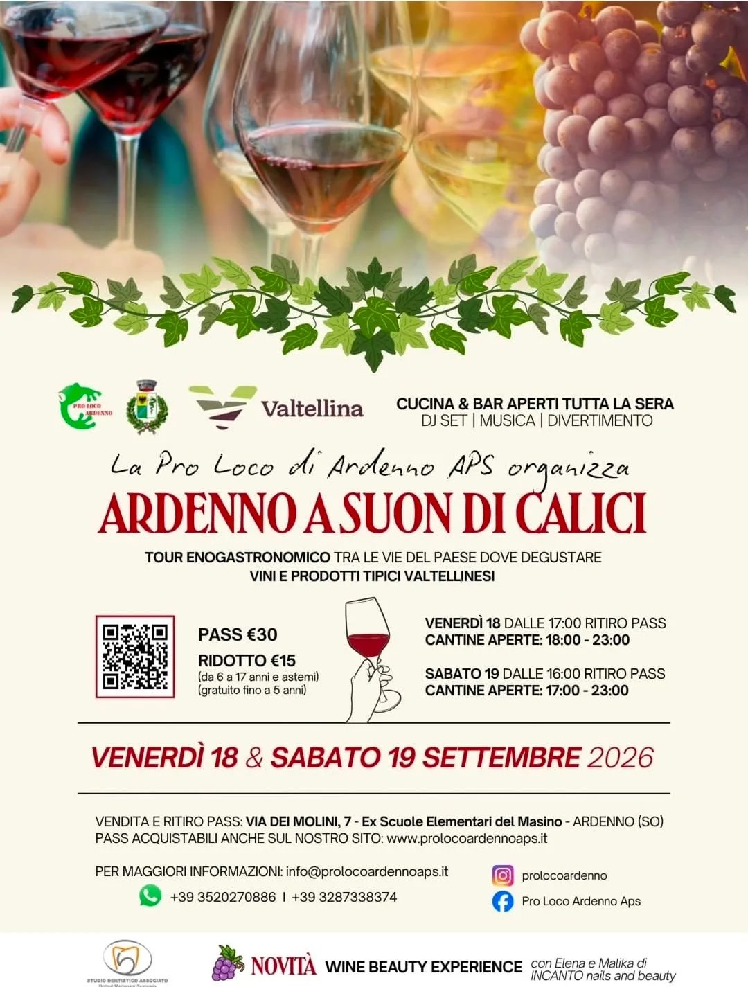Locandina Ardenno a suon di calici 2026 a Ardenno (Sondrio)