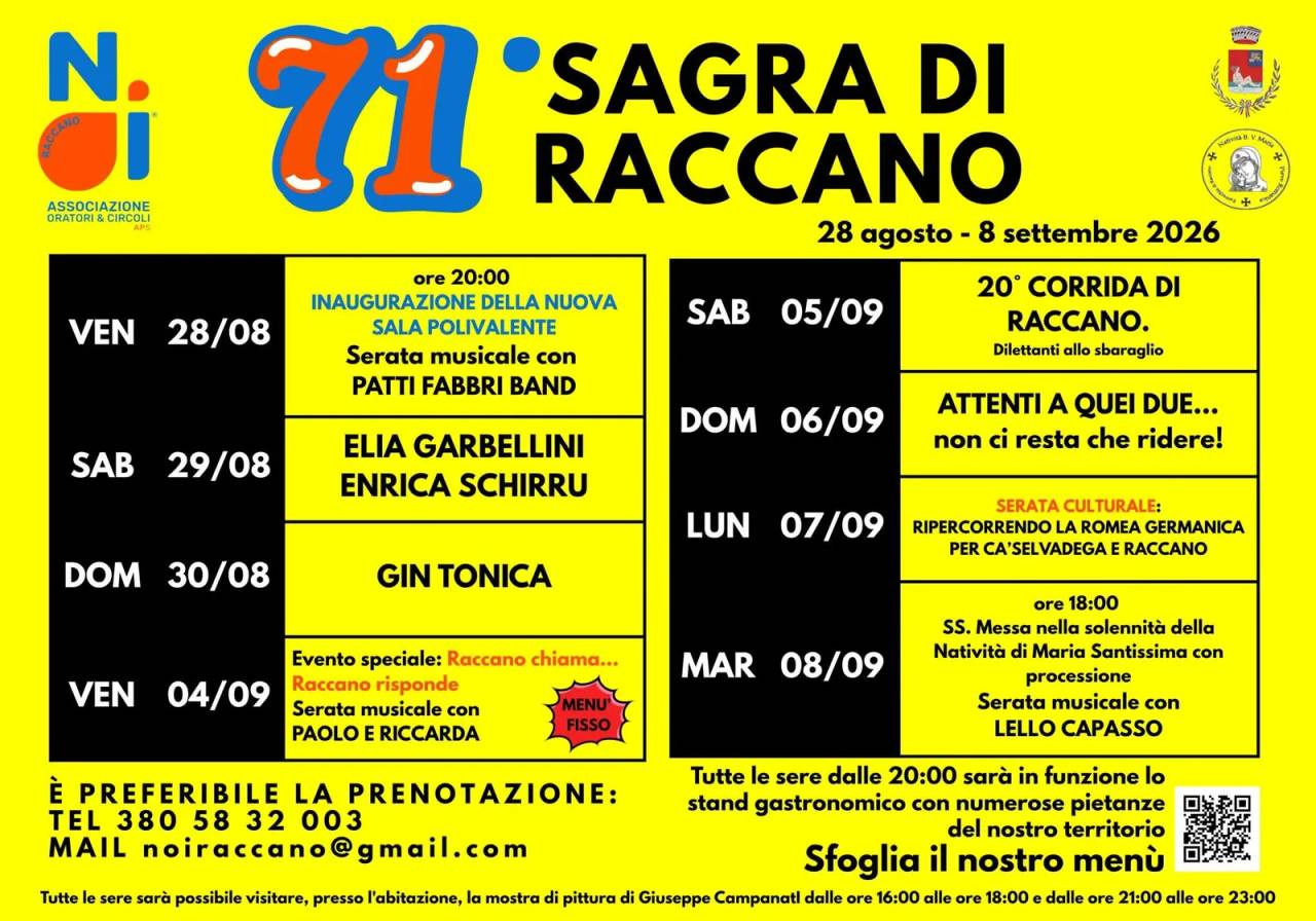 Locandina 71ª Sagra di Raccano 2026 a Polesella (Rovigo)