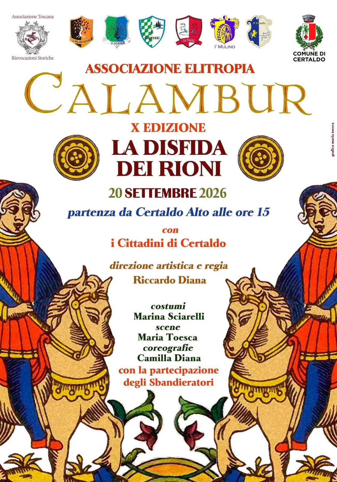 Locandina X Edizione Calambur - La Disfida dei Rioni 2026 a Certaldo (Firenze)