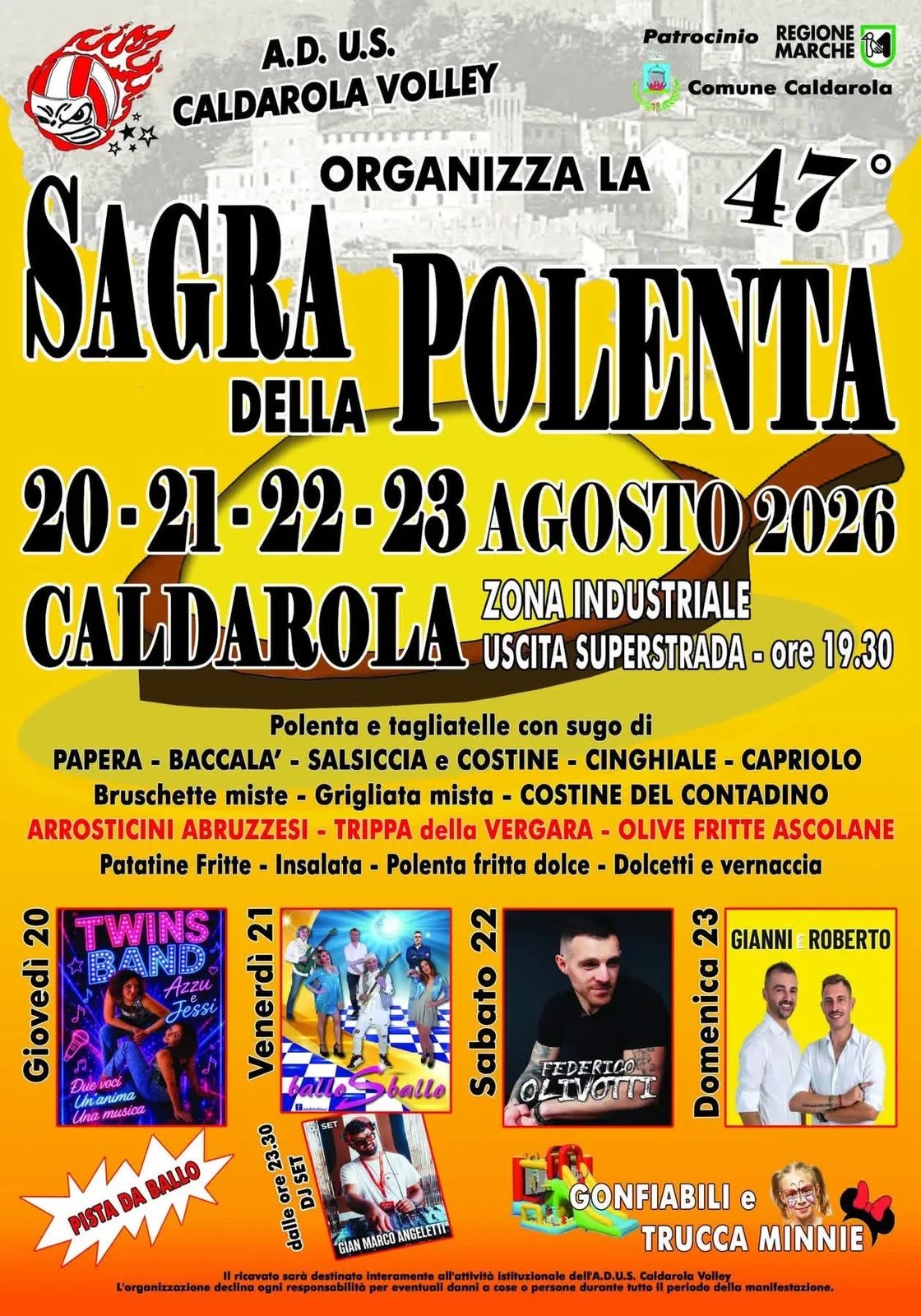 Locandina 47ª Sagra della Polenta 2026 a Caldarola (Macerata)