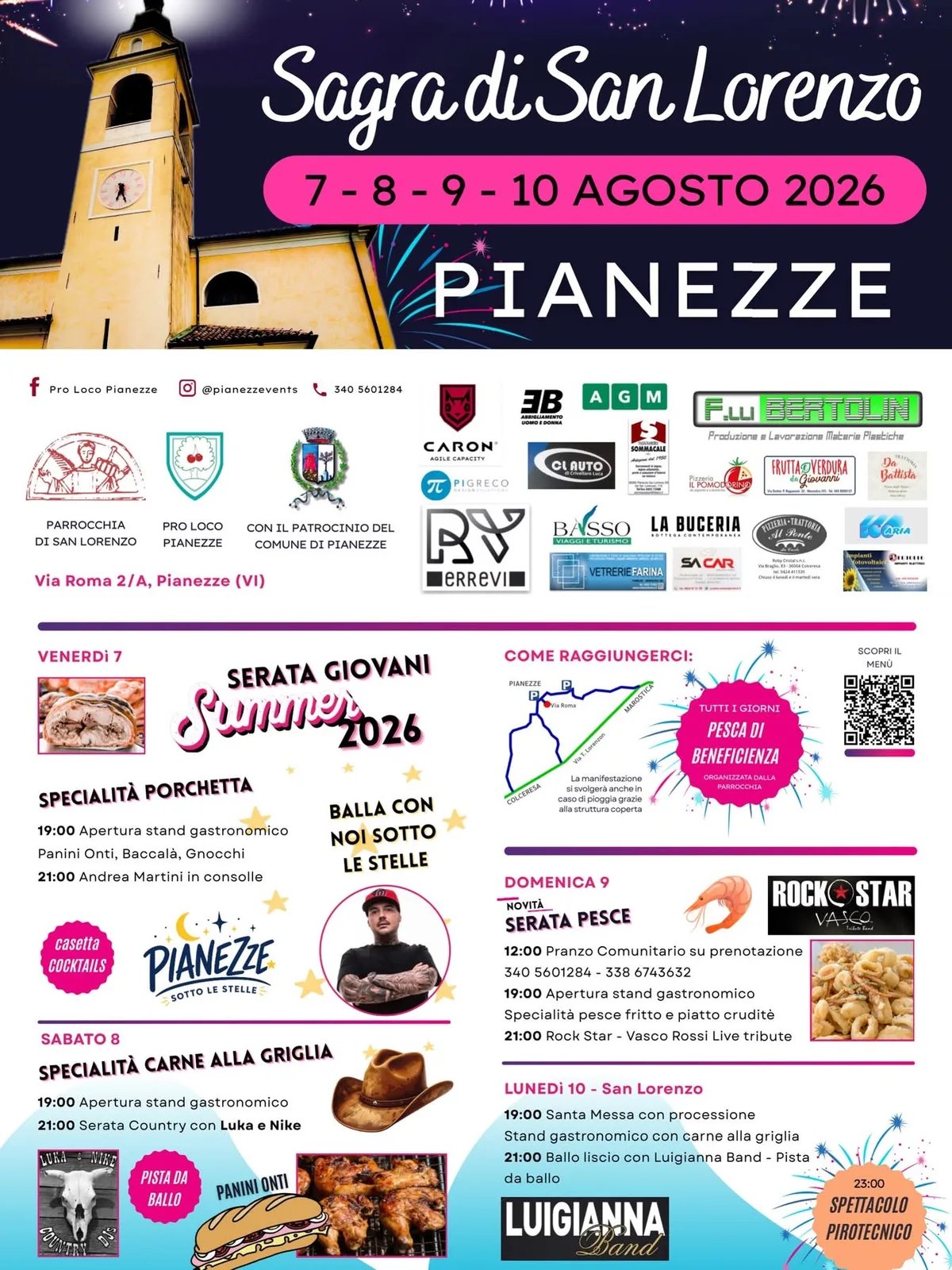 Locandina Sagra di San Lorenzo 2026 a Pianezze (Vicenza)