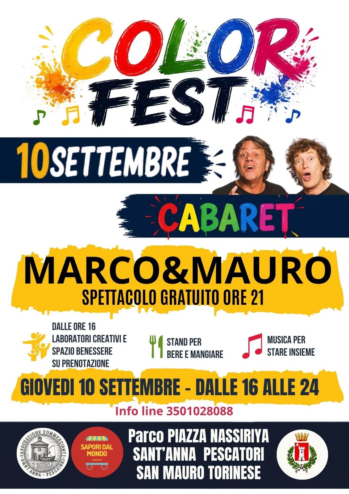 Locandina Color Fest 2026 con Marco&Mauro a San Mauro Torinese a San Mauro Torinese (Torino)