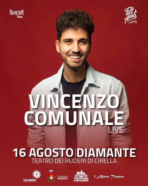 Locandina Vincenzo Comunale Live 2026 a Diamante (Cosenza)