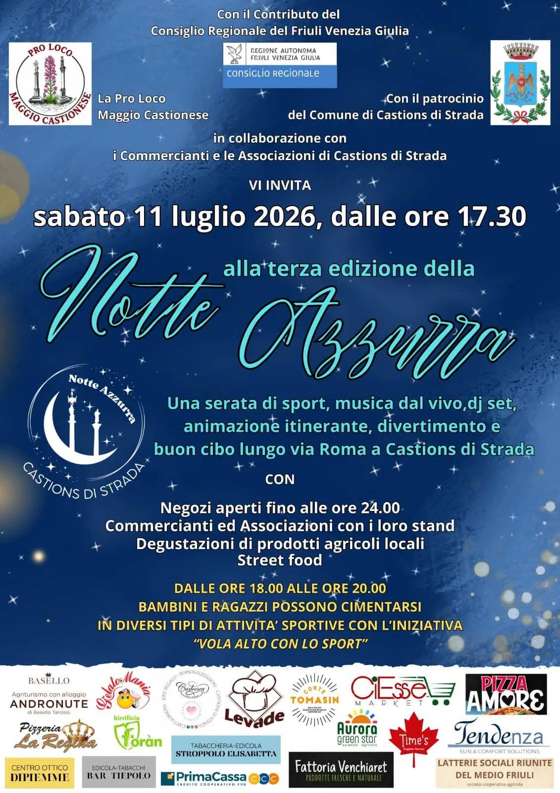 Locandina 3ª Notte Azzurra 2026 a Castions di Strada a Castions di Strada (Udine)