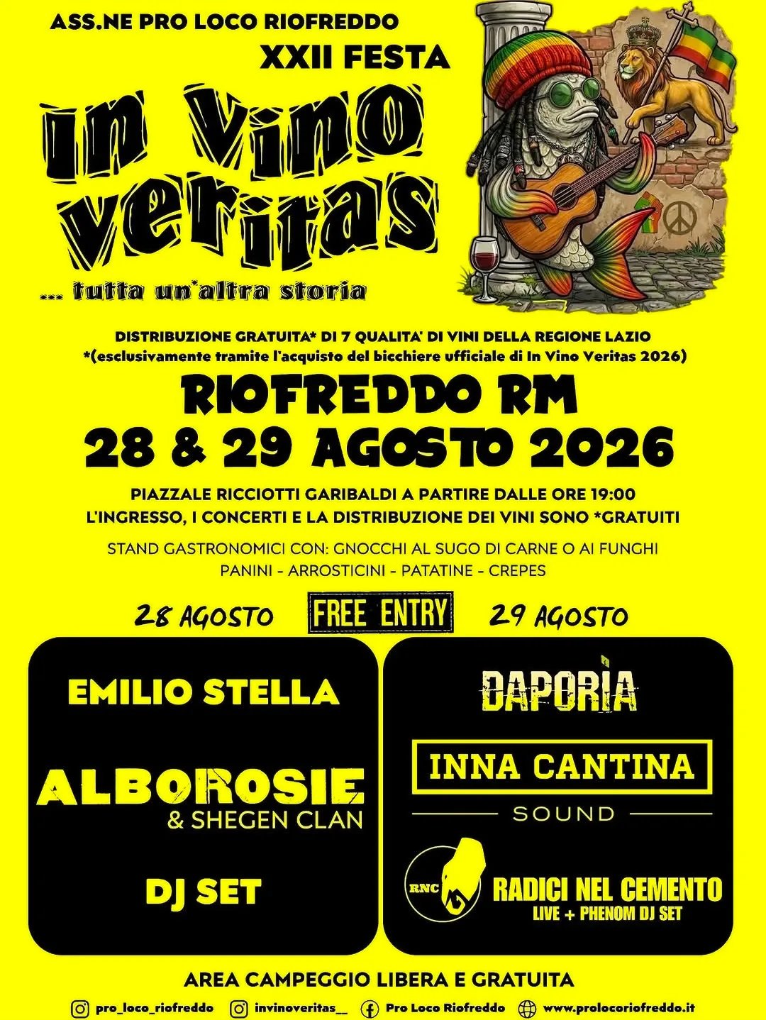 Locandina 22ª Festa In Vino Veritas 2026 a Riofreddo (Roma)
