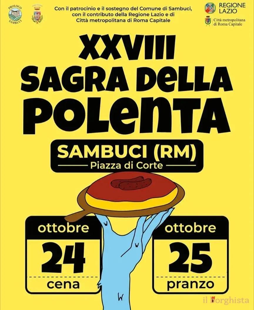 Locandina 28ª Sagra della Polenta 2026 a Sambuci (Roma)