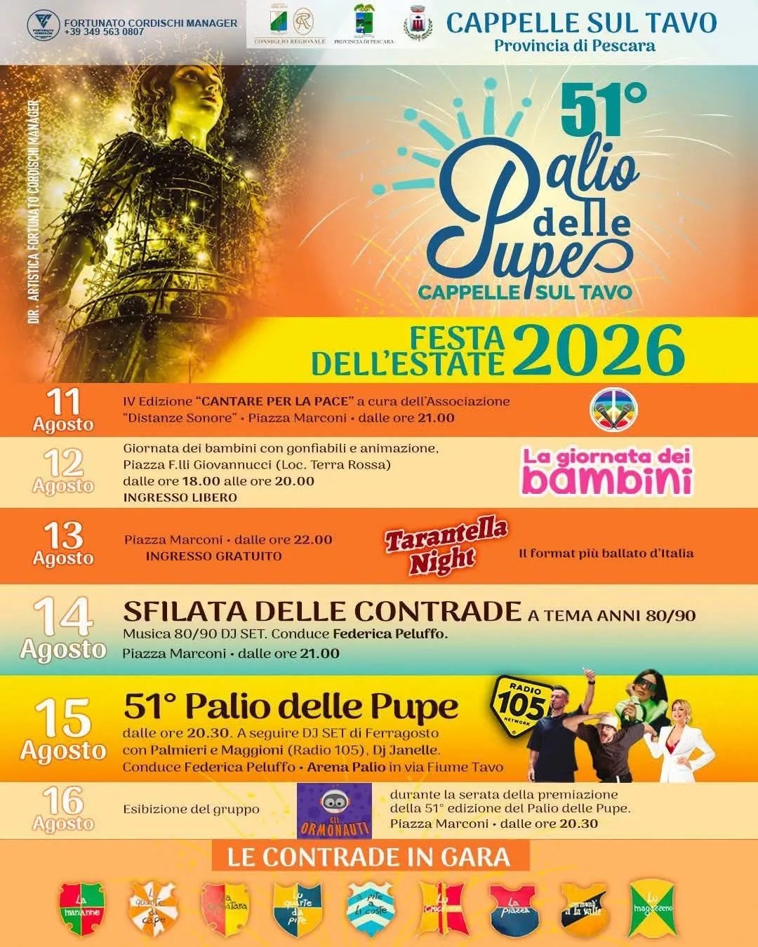 Locandina 51° Palio delle Pupe 2026 a Cappelle sul Tavo (Pescara)