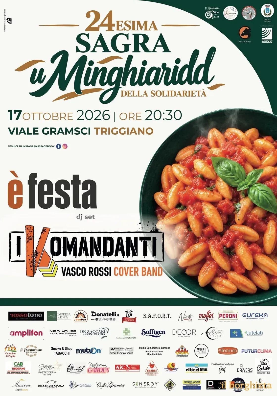 Locandina 24ª Sagra u Minghiaridd della Solidarietà 2026 a Triggiano (Bari)
