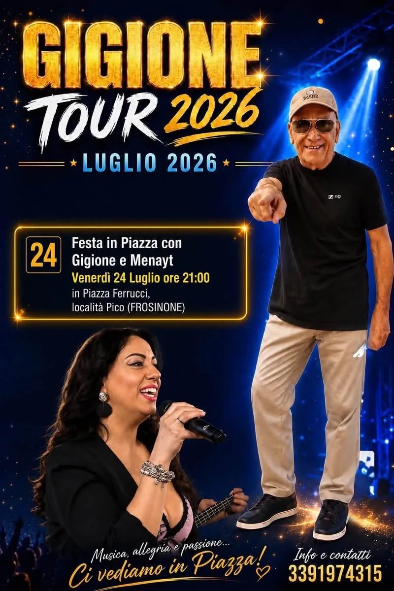 Locandina Gigione Tour 2026 - Festa in Piazza 24 Luglio a Frosinone (Frosinone)