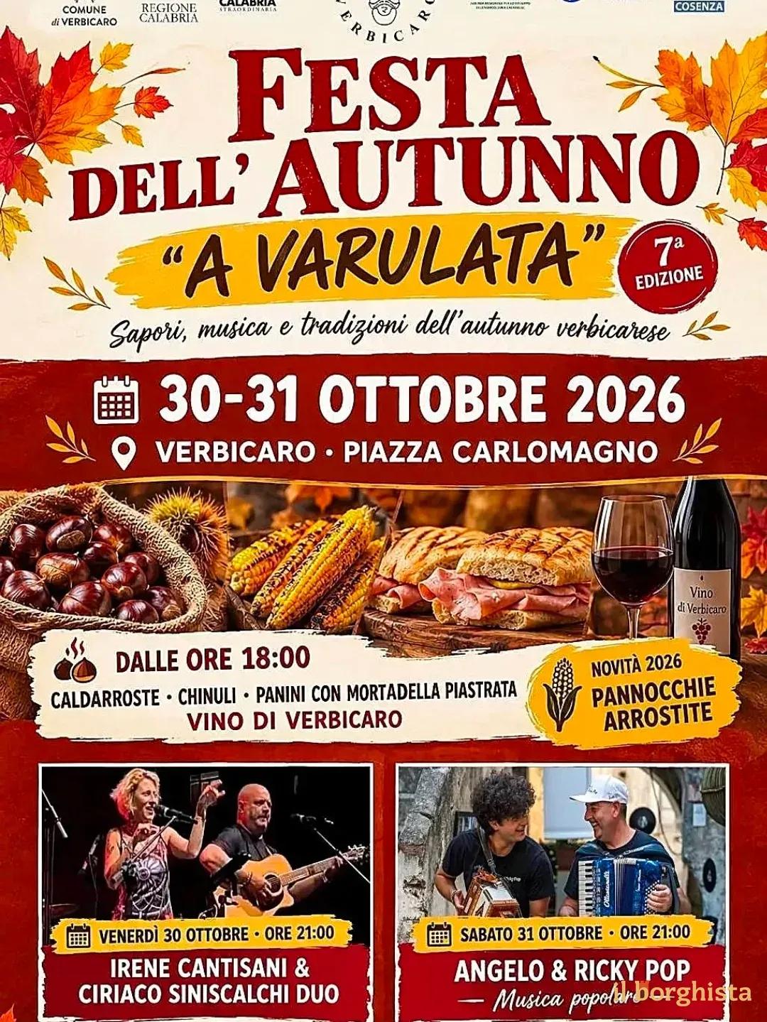 Locandina 7ª Festa dell'Autunno "A Varulata" 2026 a Verbicaro (Cosenza)