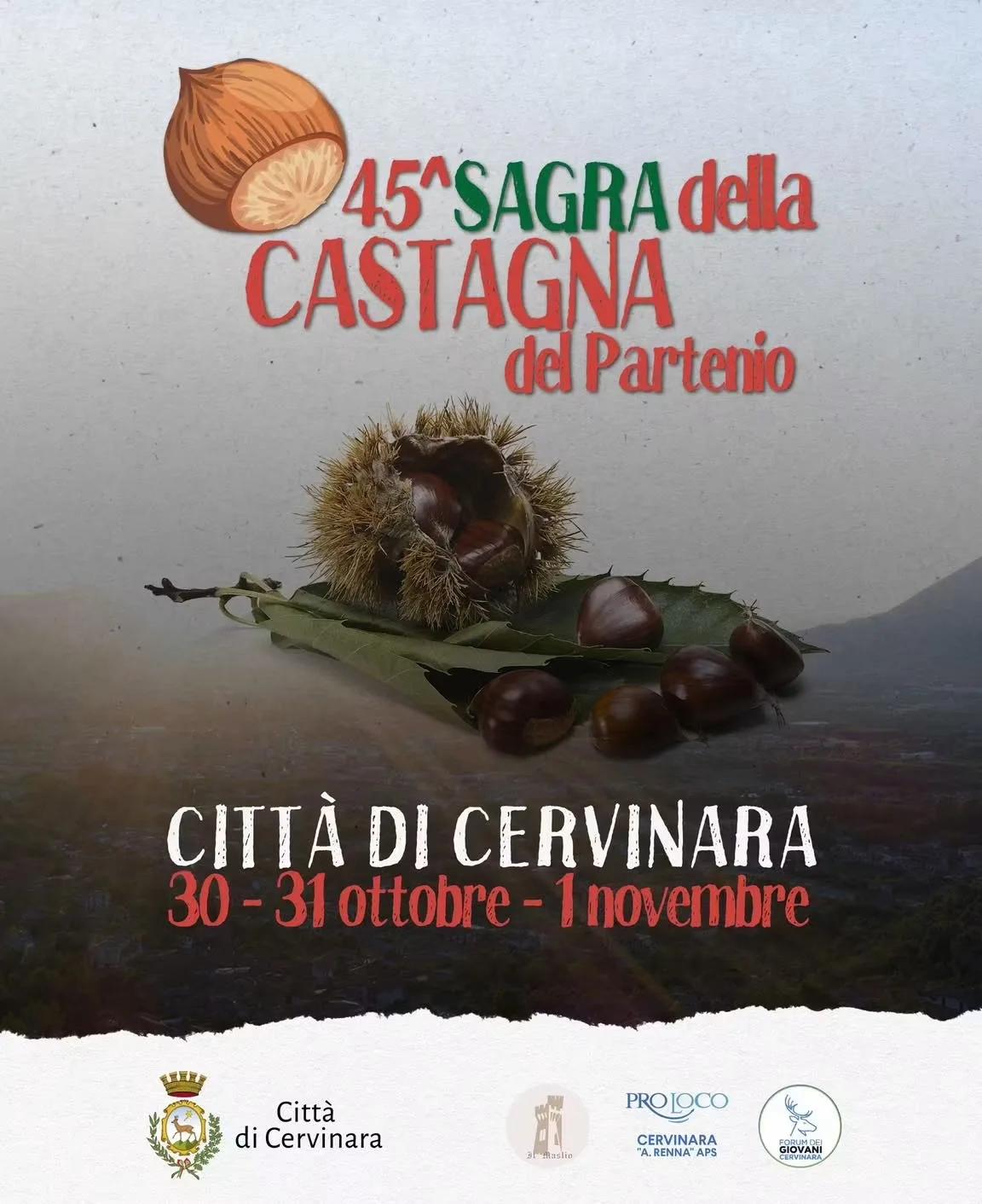 Locandina 45ª Sagra della Castagna del Partenio 2026 a Cervinara (Avellino)