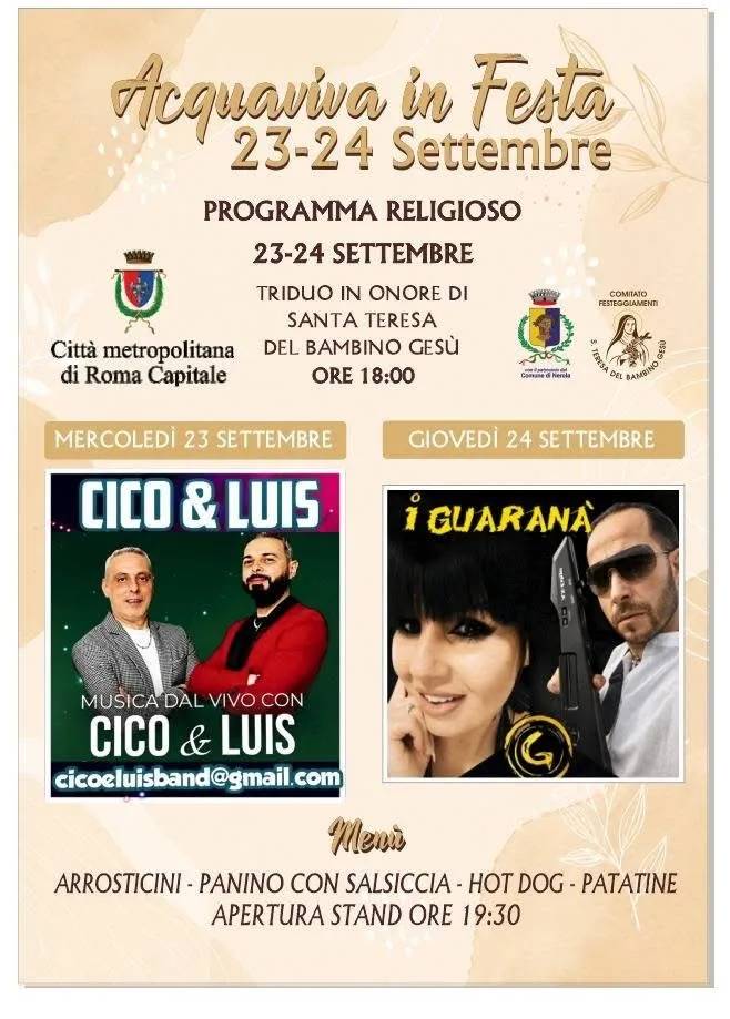 Locandina Triduo in onore di Santa Teresa 2026 a Nerola (Roma)