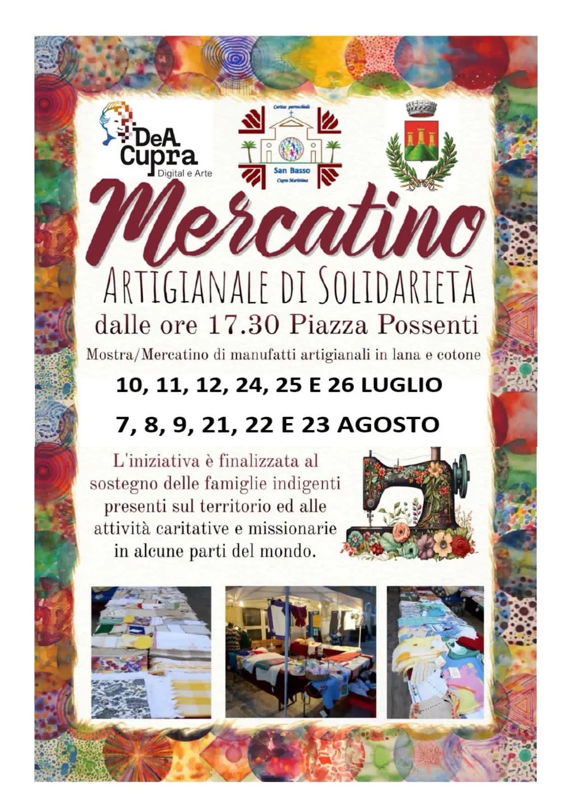 Locandina calendario eventi estate 2027 a Cupra Marittima (Ascoli Piceno)