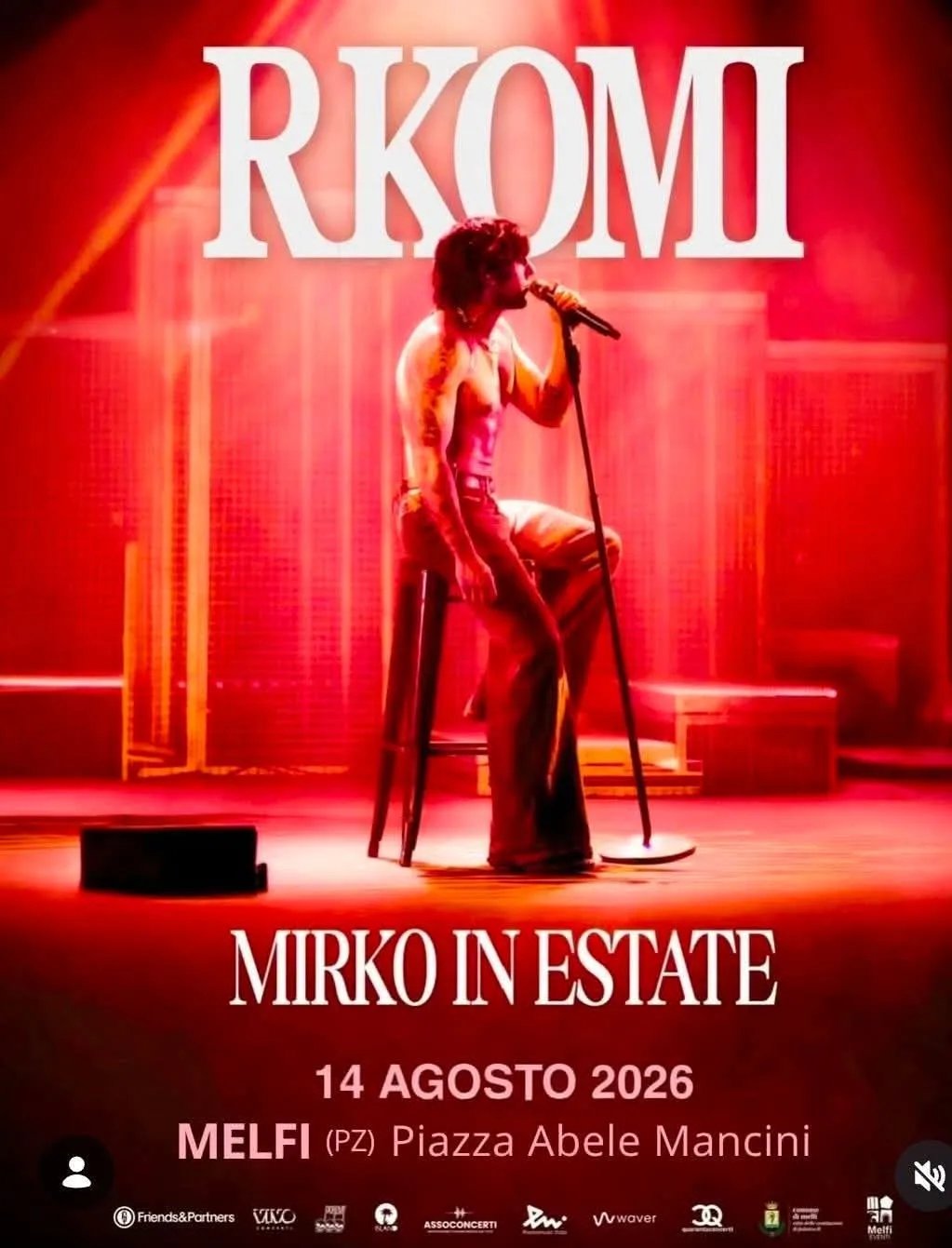 Locandina Rkomi Mirko in Estate 2026 a Melfi (Potenza)