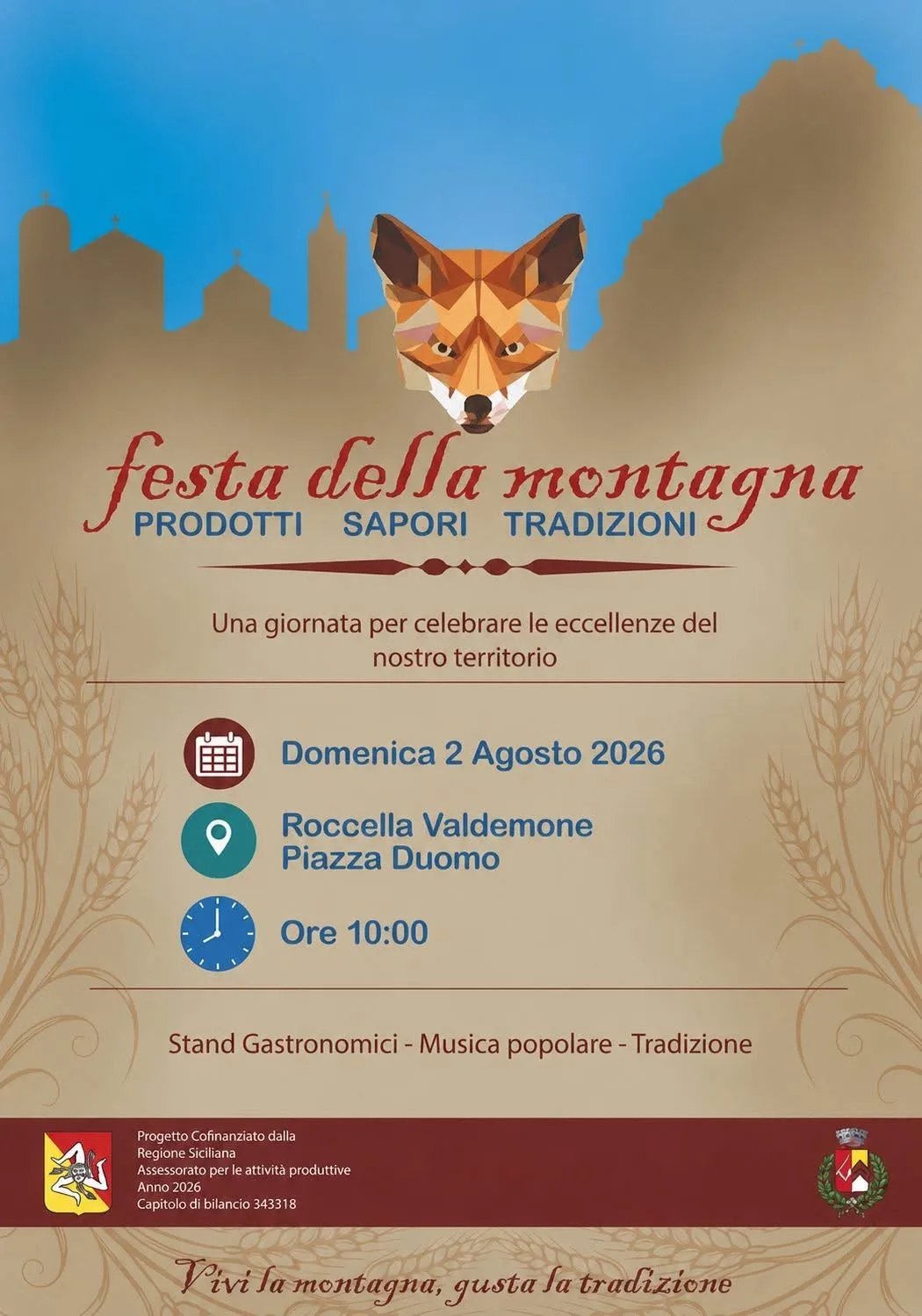 Locandina Festa della Montagna 2026 a Roccella Valdemone (Messina)