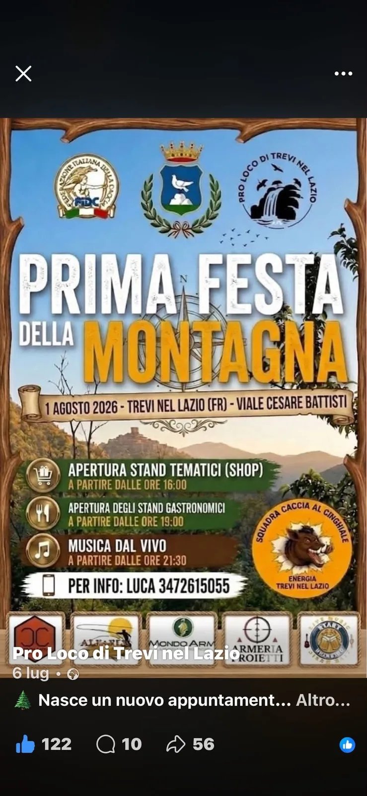 Locandina Prima Festa della Montagna 2026 a Trevi nel Lazio (Frosinone)