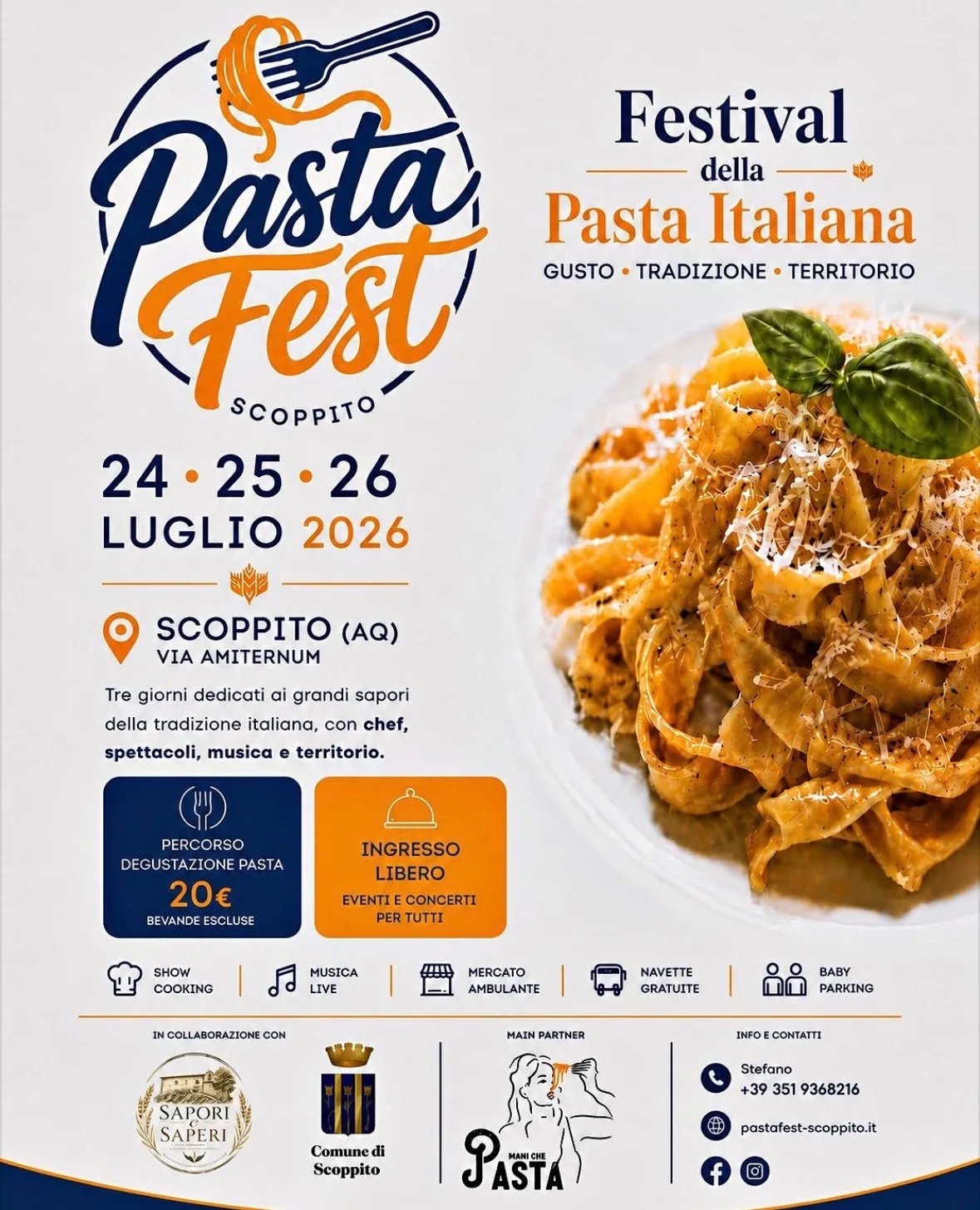 Locandina Festival della Pasta Italiana 2026 a Scoppito (L'aquila)