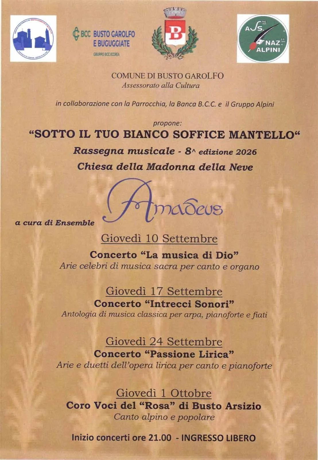 Locandina calendario eventi autunno 2026 a Busto Garolfo (Milano)