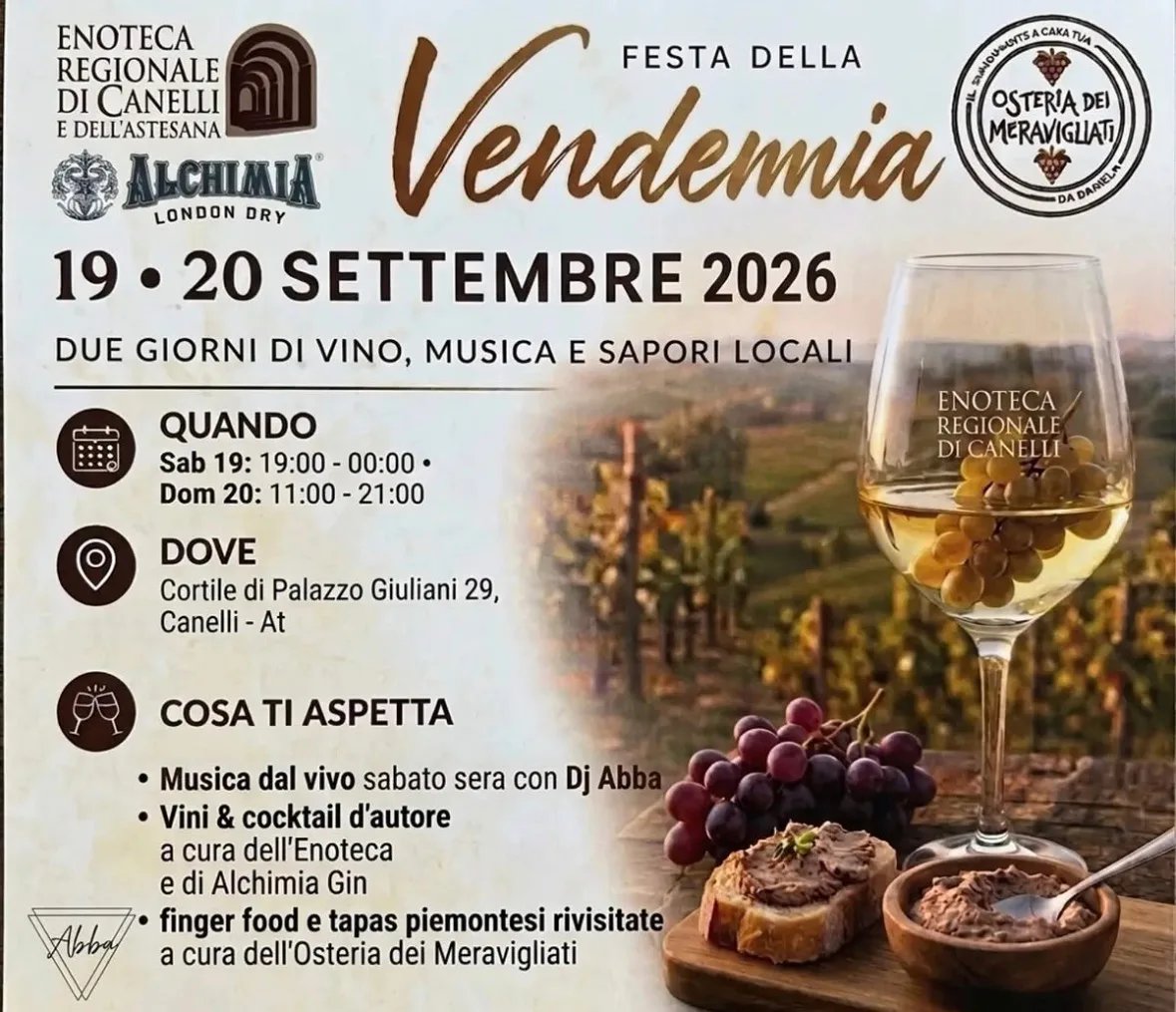 Locandina Festa della Vendemmia 2026 a Canelli (Asti)