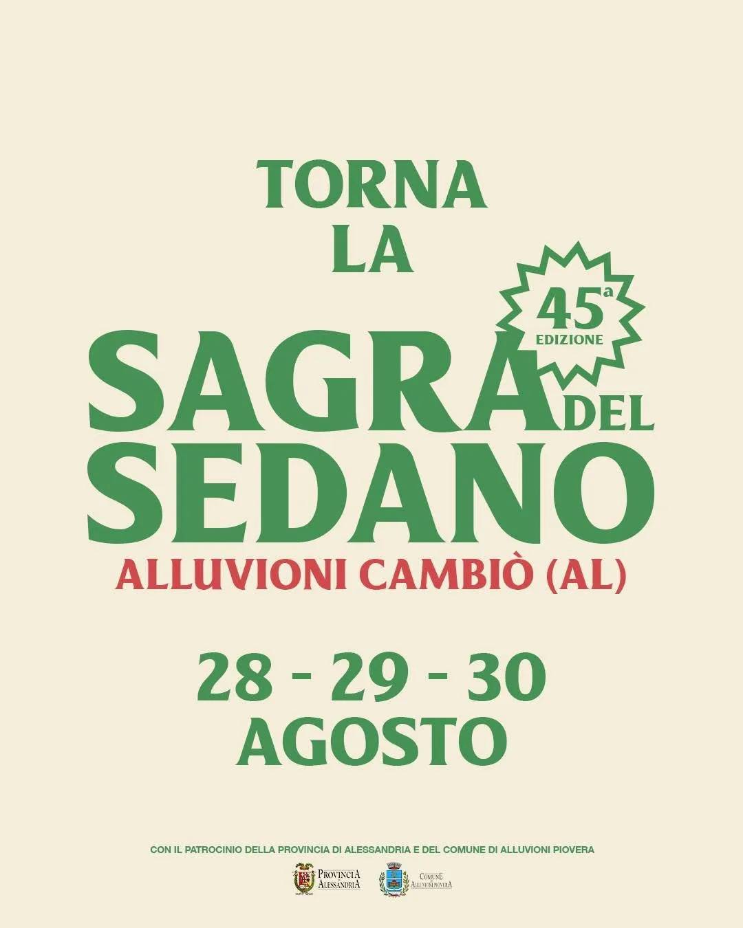 Locandina 45ª Sagra del Sedano 2026 a Alluvioni Piovera (Alessandria)