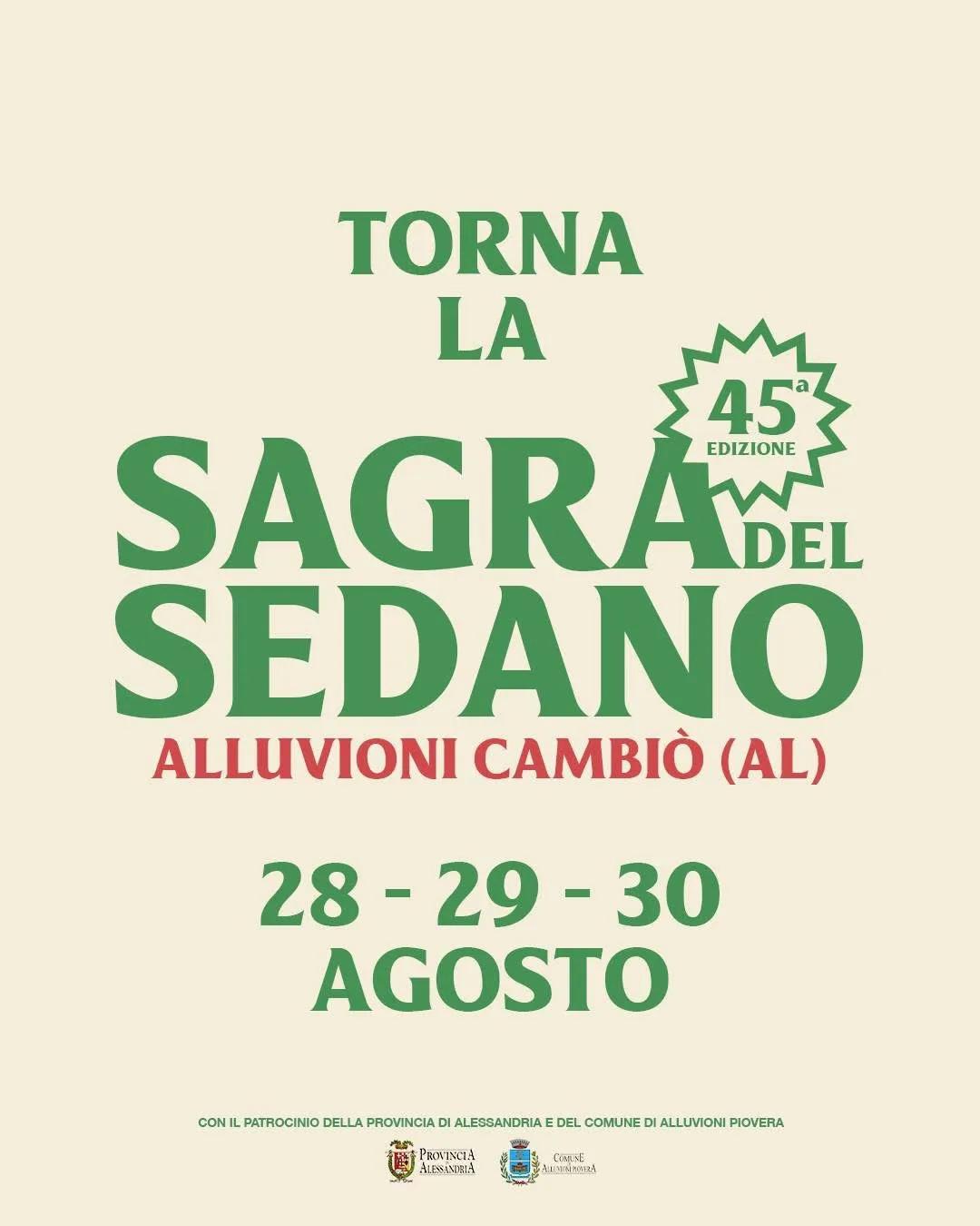 Locandina 45ª Sagra del Sedano 2026 a Alluvioni Piovera (Alessandria)