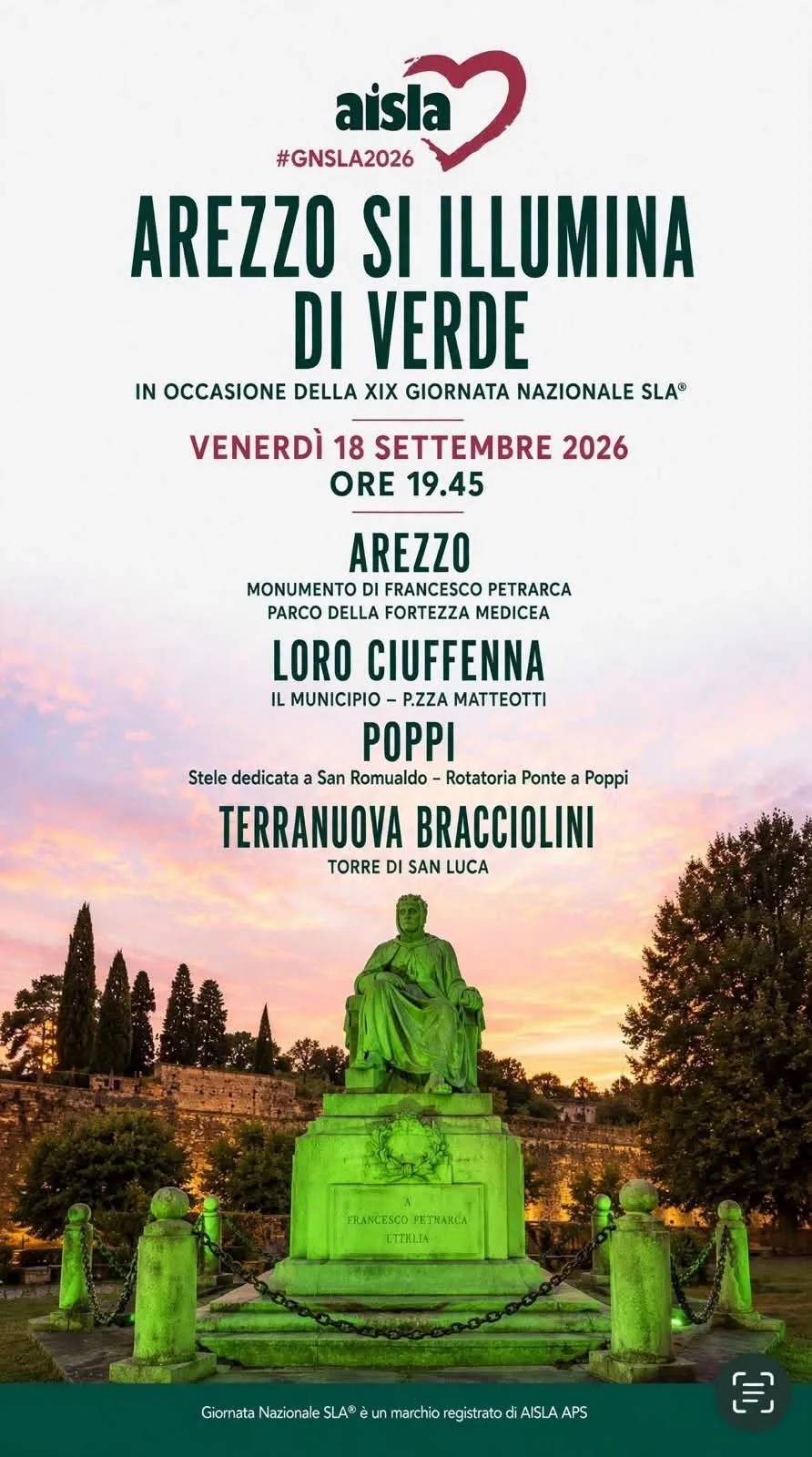 Locandina Arezzo si illumina di verde 2026 a Arezzo (Arezzo)