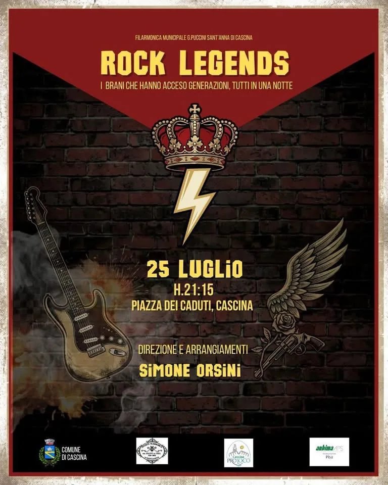 Locandina Rock Legends 2026 a Cascina (Pisa)