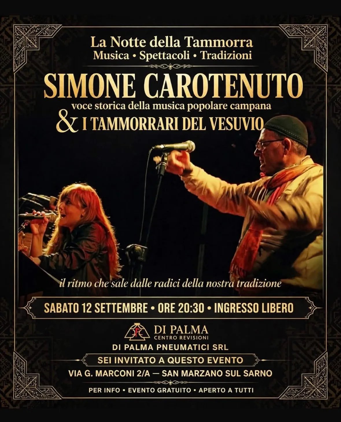 Locandina La Notte della Tammorra 2026 a San Marzano sul Sarno (Salerno)