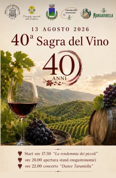 Locandina 40ª Sagra del Vino Bivongi 2026 a Bivongi (Reggio calabria)