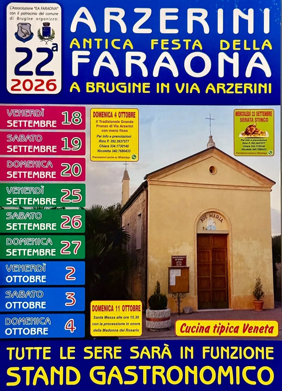 Locandina calendario eventi autunno 2026 a Brugine (Padova)