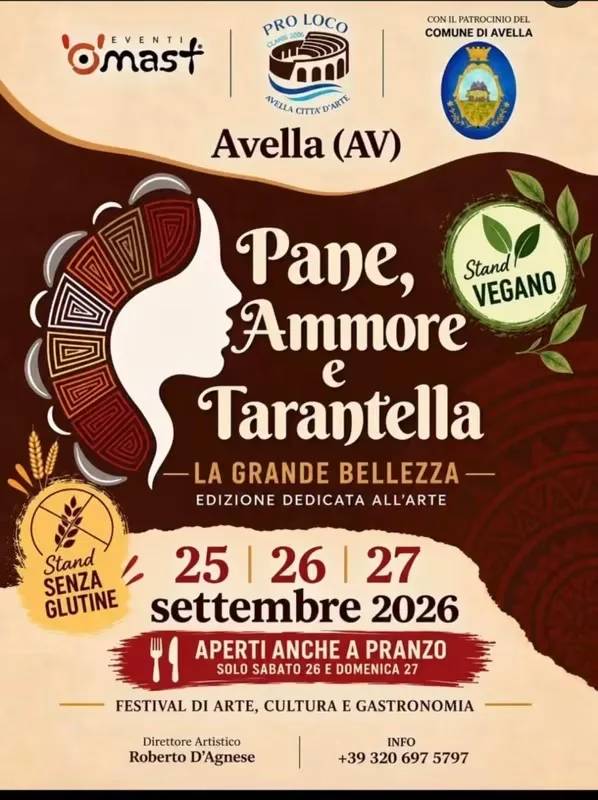 Locandina Pane, Ammore e Tarantella 2026 a Avella (Avellino)