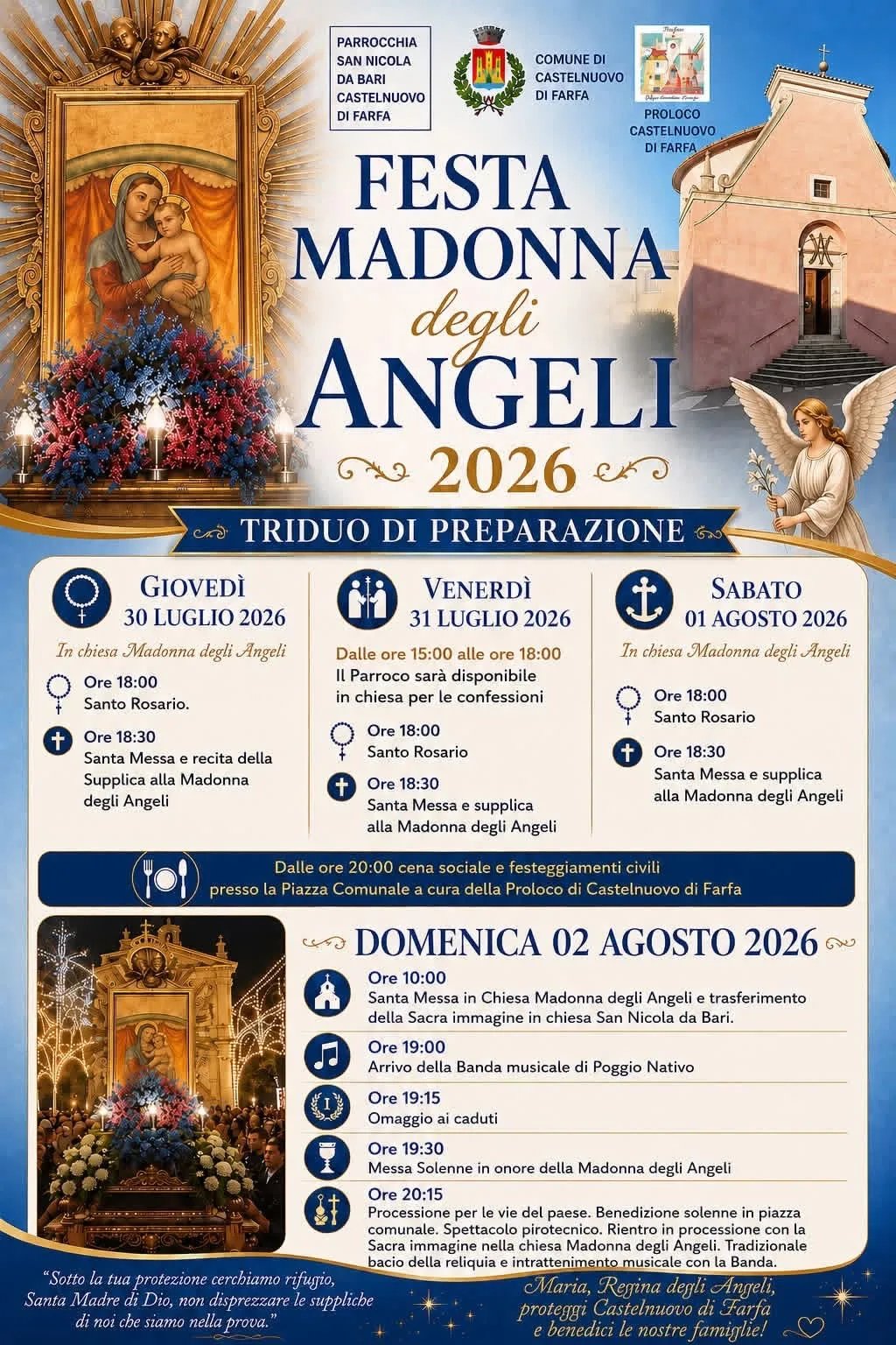 Locandina Festa Madonna degli Angeli 2026 a Castelnuovo di Farfa (Rieti)